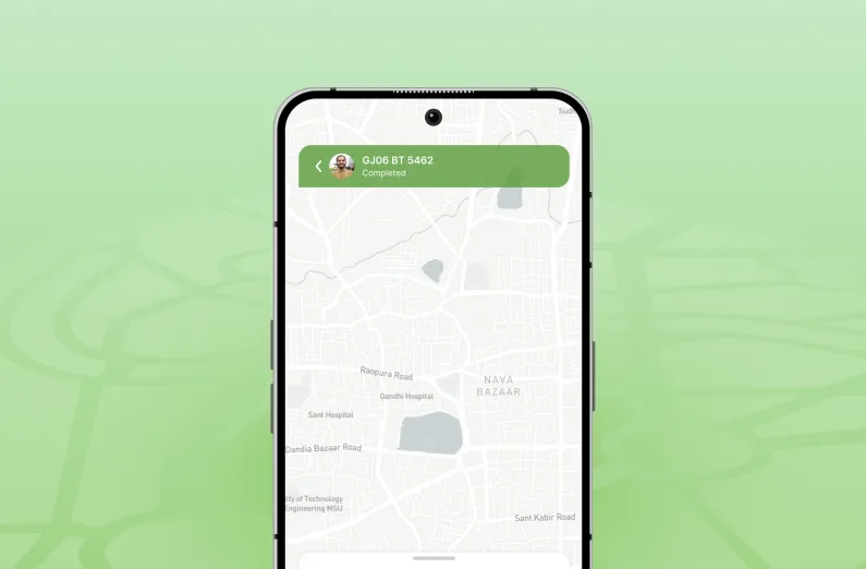 Smart Waste app map view of a collection route in progress